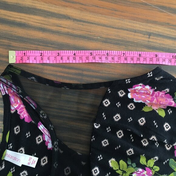 [Xhilaration] Black Geometric / Rose Print Sleeveless Sundress | XL | Good - Picture 5 of 12